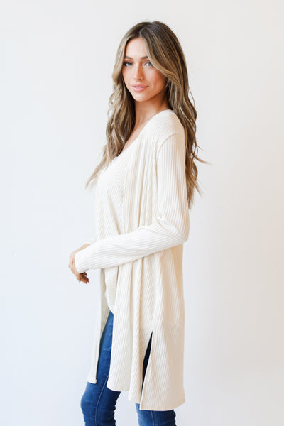 Ribbed Cardigan side view