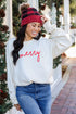 Ivory Merry Pullover. Graphic Christmas Sweatshirt. Trendy Christmas Sweatshirt