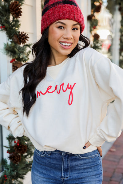 Ivory Merry Pullover on model