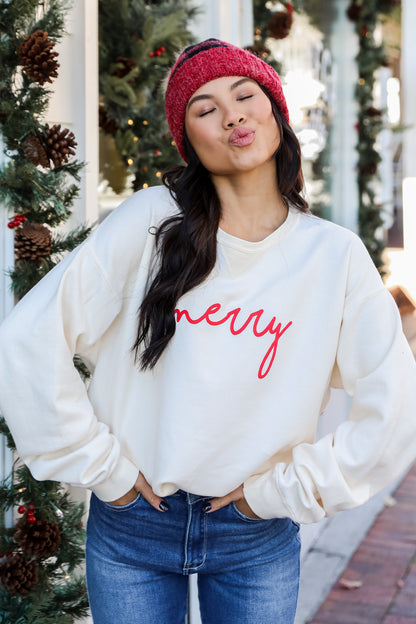 Ivory Merry Pullover close up