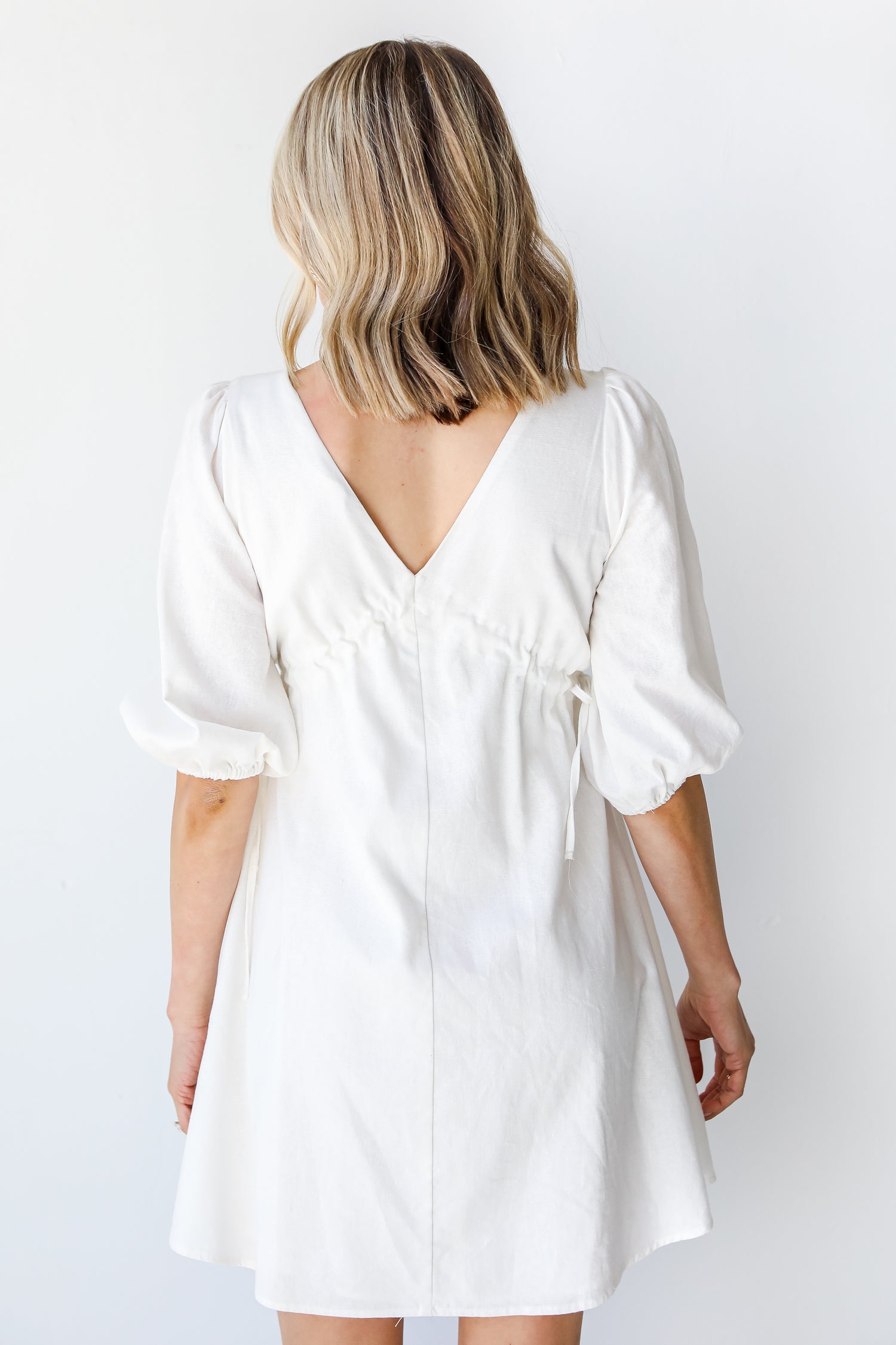 Linen Babydoll Dress back view