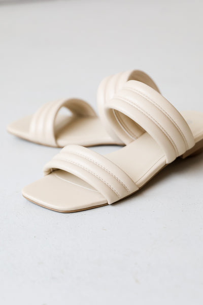 ivory Double Strap Sandals close up