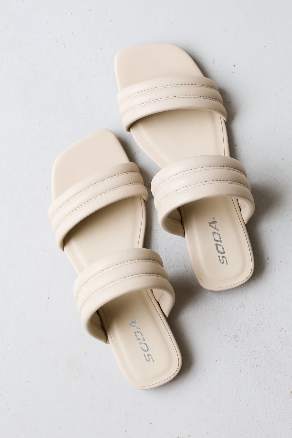 ivory Double Strap Sandals flat lay