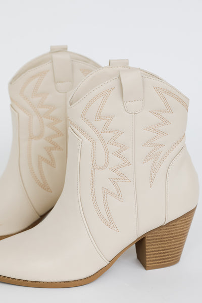 white western booties close up