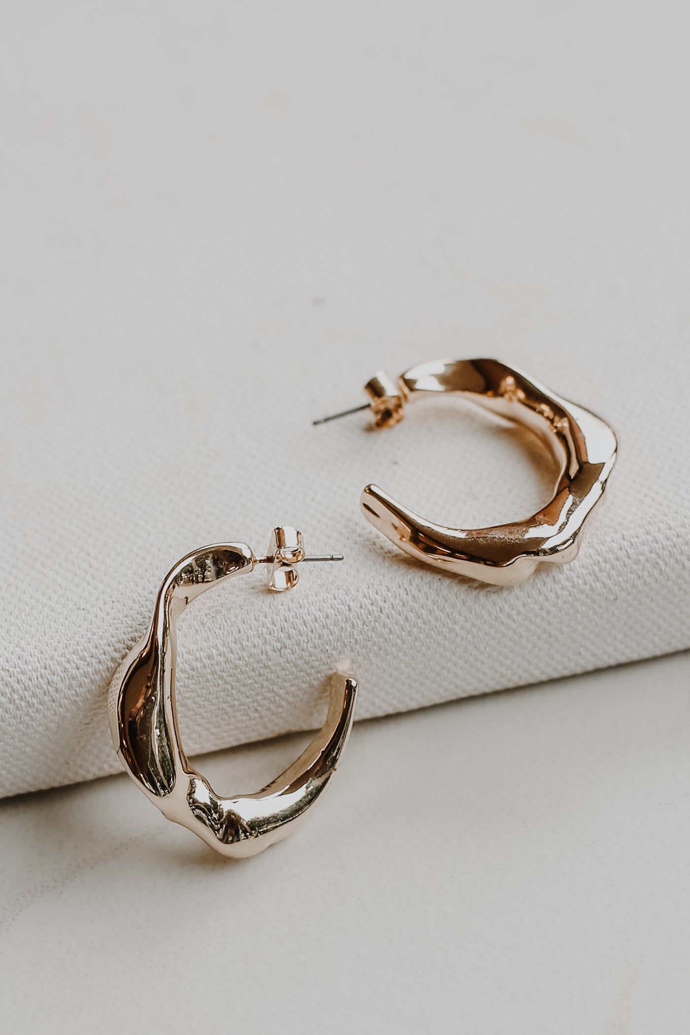 Gold Hammered Hoop Earrings from dress up