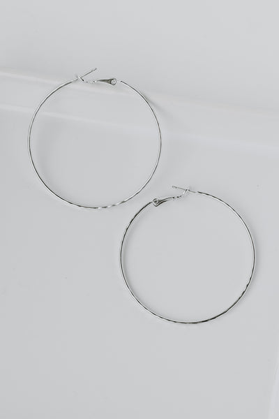 Hammered Hoop Earrings in silver