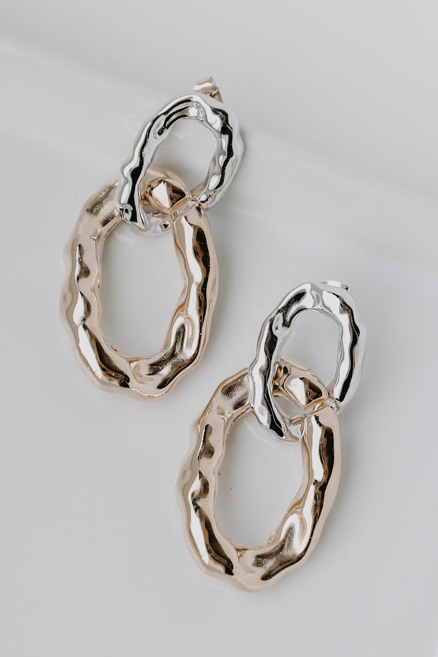 Gold Hammered Chainlink Drop Earrings from dress up