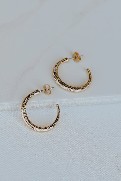 Gold Textured Hoop Earrings from dress up