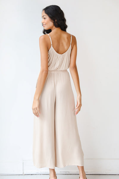 taupe Jumpsuit back view