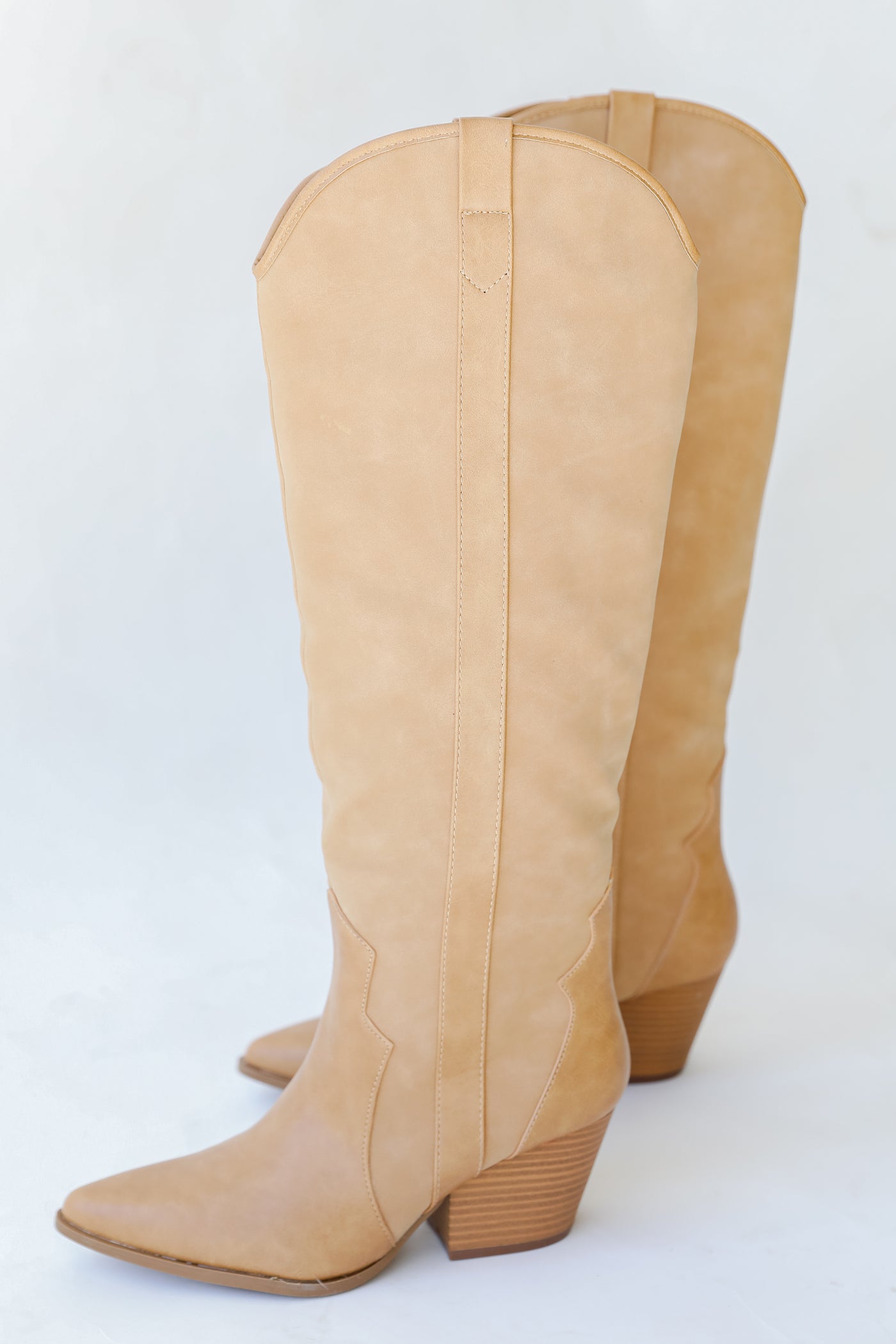 tan Western Knee High Boots side view