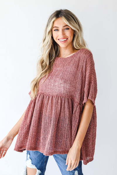 Tell My Story Loose Knit Babydoll Top