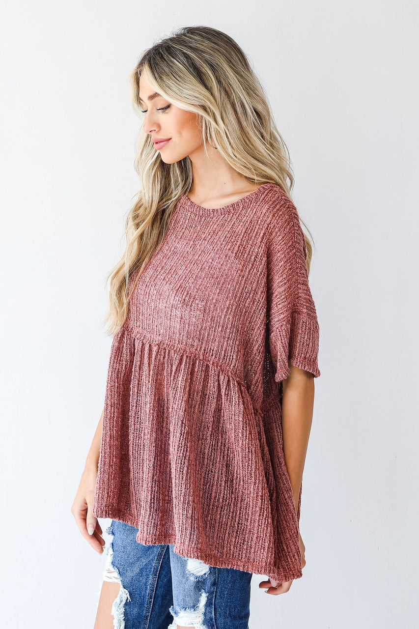 Tell My Story Loose Knit Babydoll Top