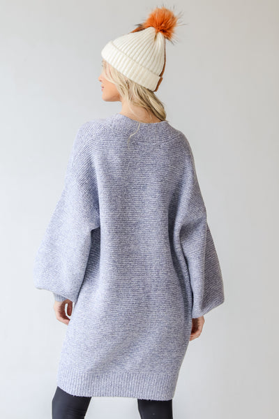 Sweater Cardigan in navy back view