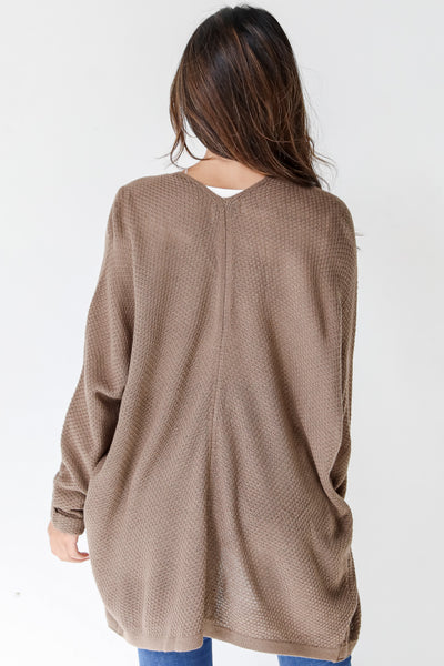brown Knit Cardigan back view