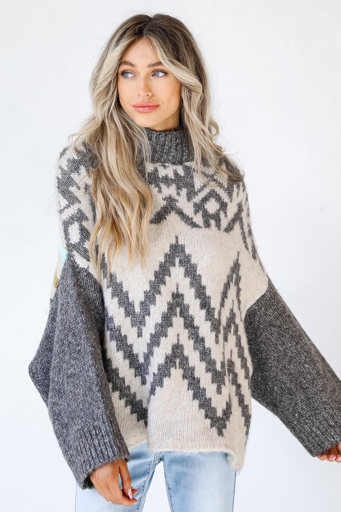 Sweater front view on model