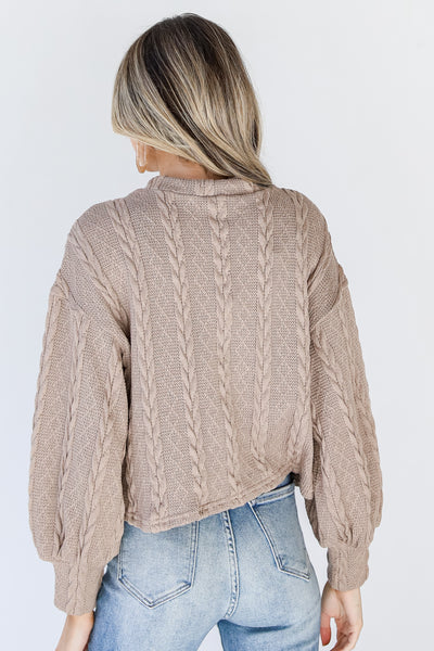 Cable Knit Top in mocha back view