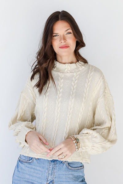 Cable Knit Top in ivory