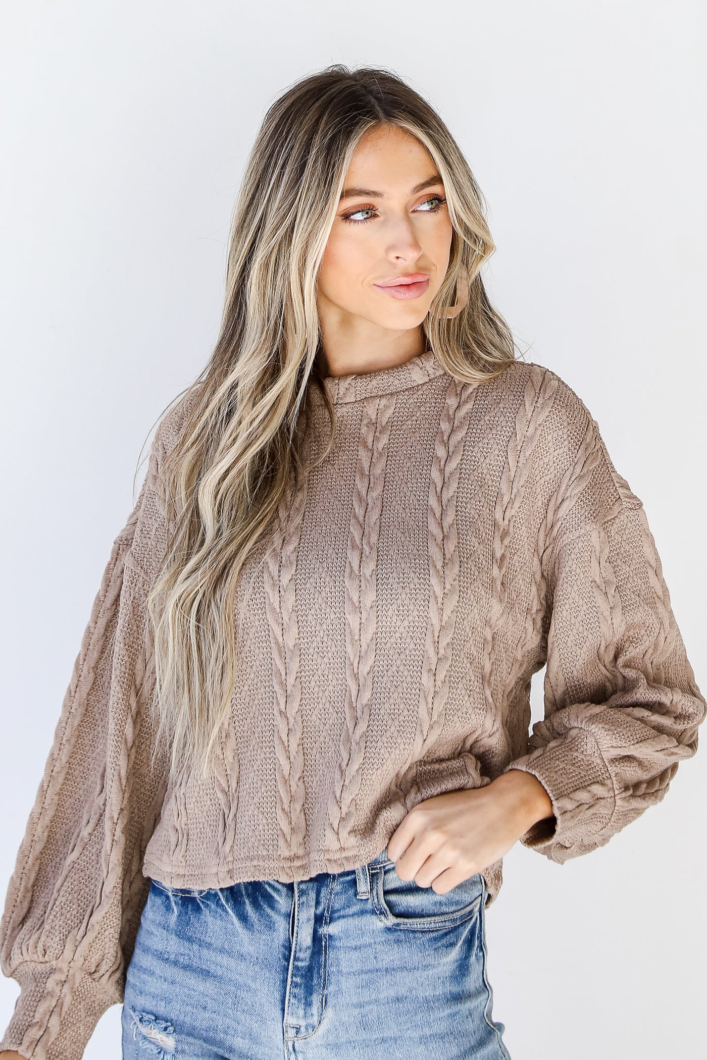 Cable Knit Top in mocha