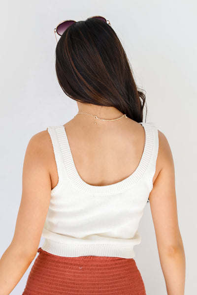 Cropped Sweater Tank in ivory back view