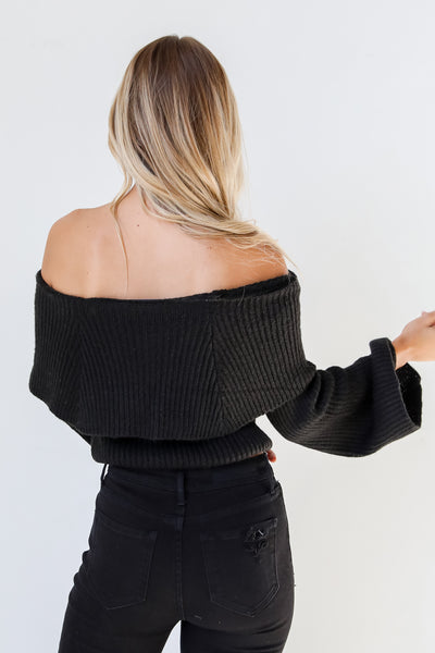 black Off-The-Shoulder Sweater back view