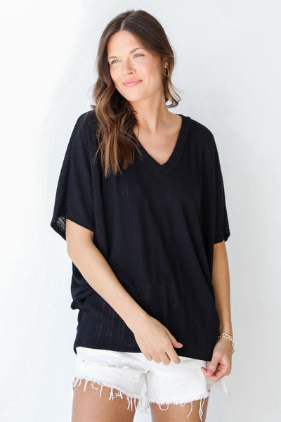 Knit Top in black front view