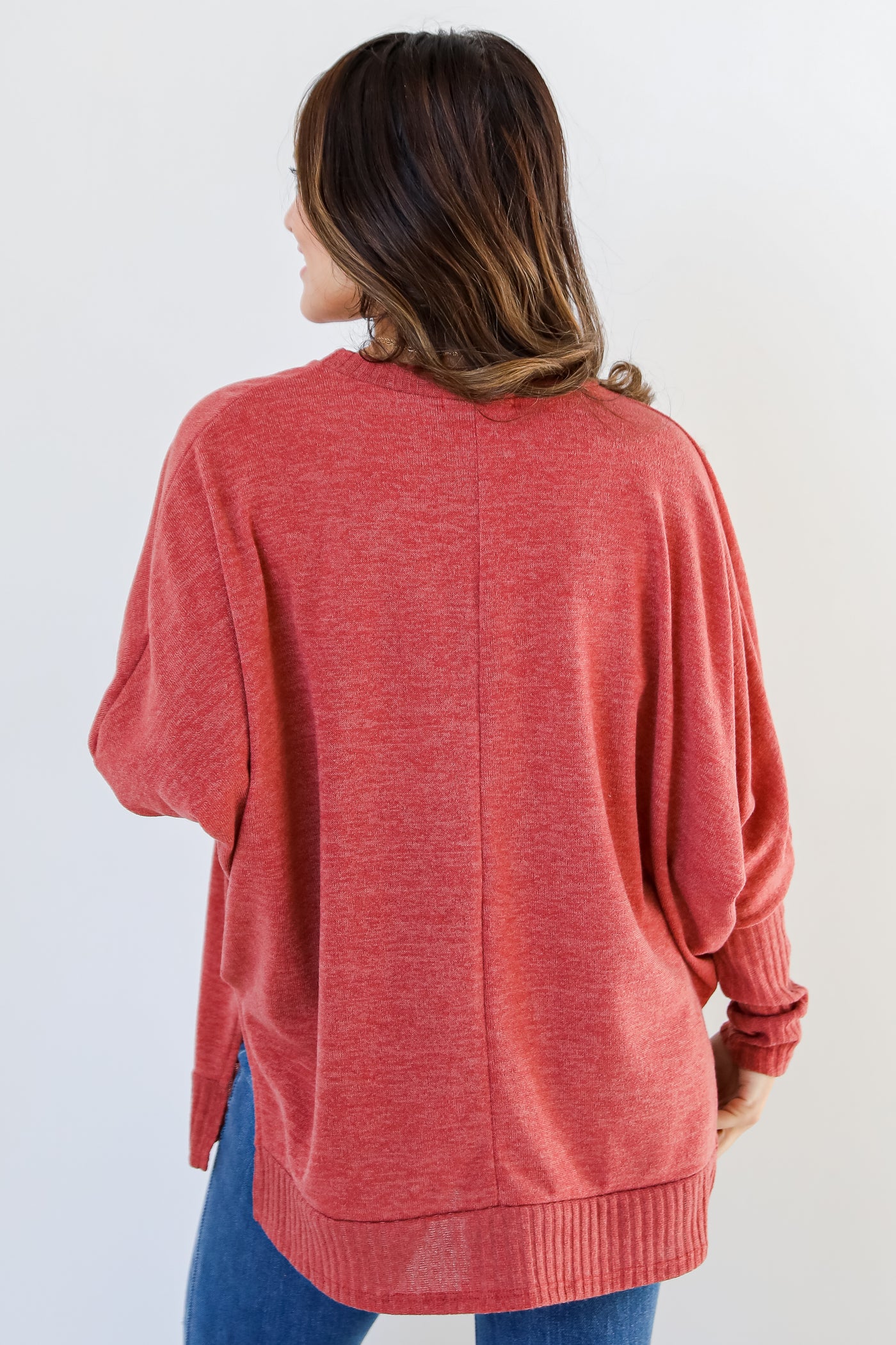 red Knit Top back view