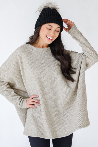 Oversized Sweater in olive front view