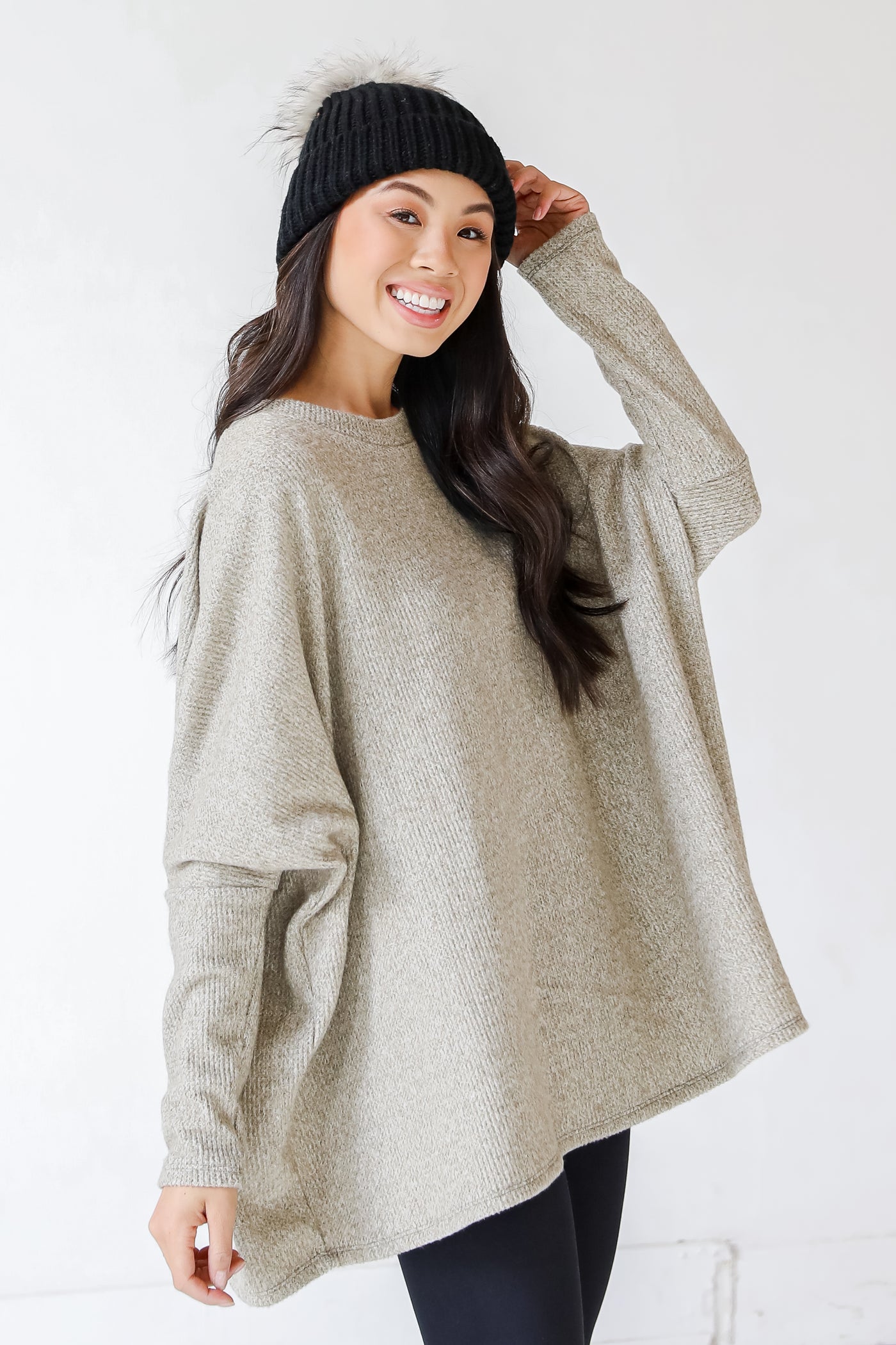 Oversized Sweater in olive side view