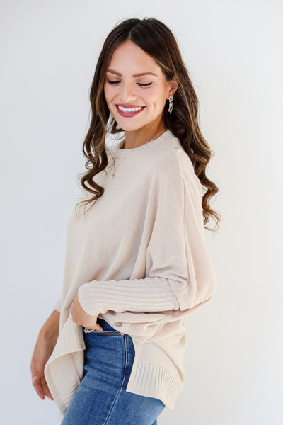 ivory Knit Top side view