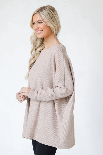 Oversized Sweater in taupe side view
