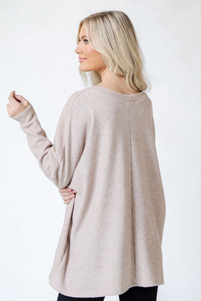 Oversized Sweater in taupe back view