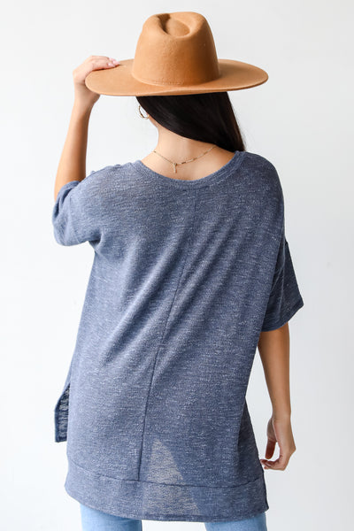 navy Knit Tee back view