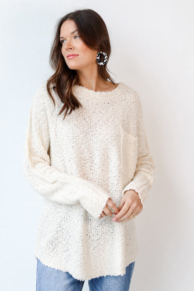 Sweater in ivory front view