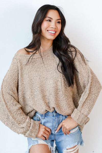 Sweater in taupe front view