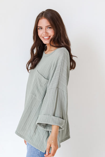 Knit Top in sage side view