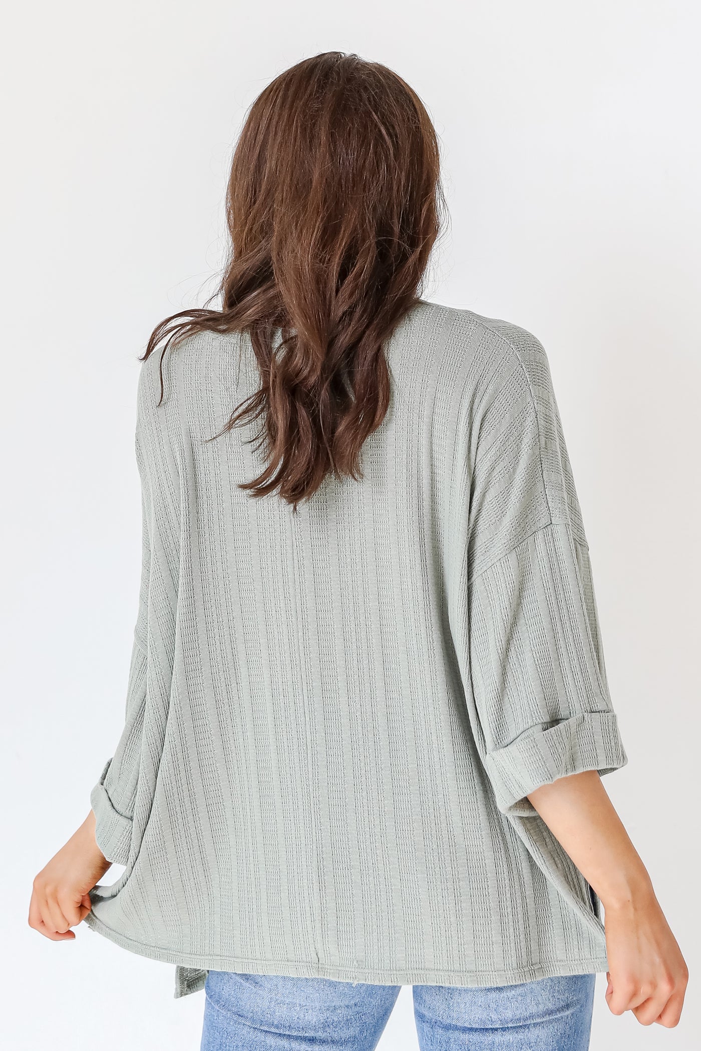 Knit Top in sage back view