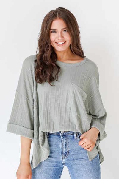Knit Top in sage front view