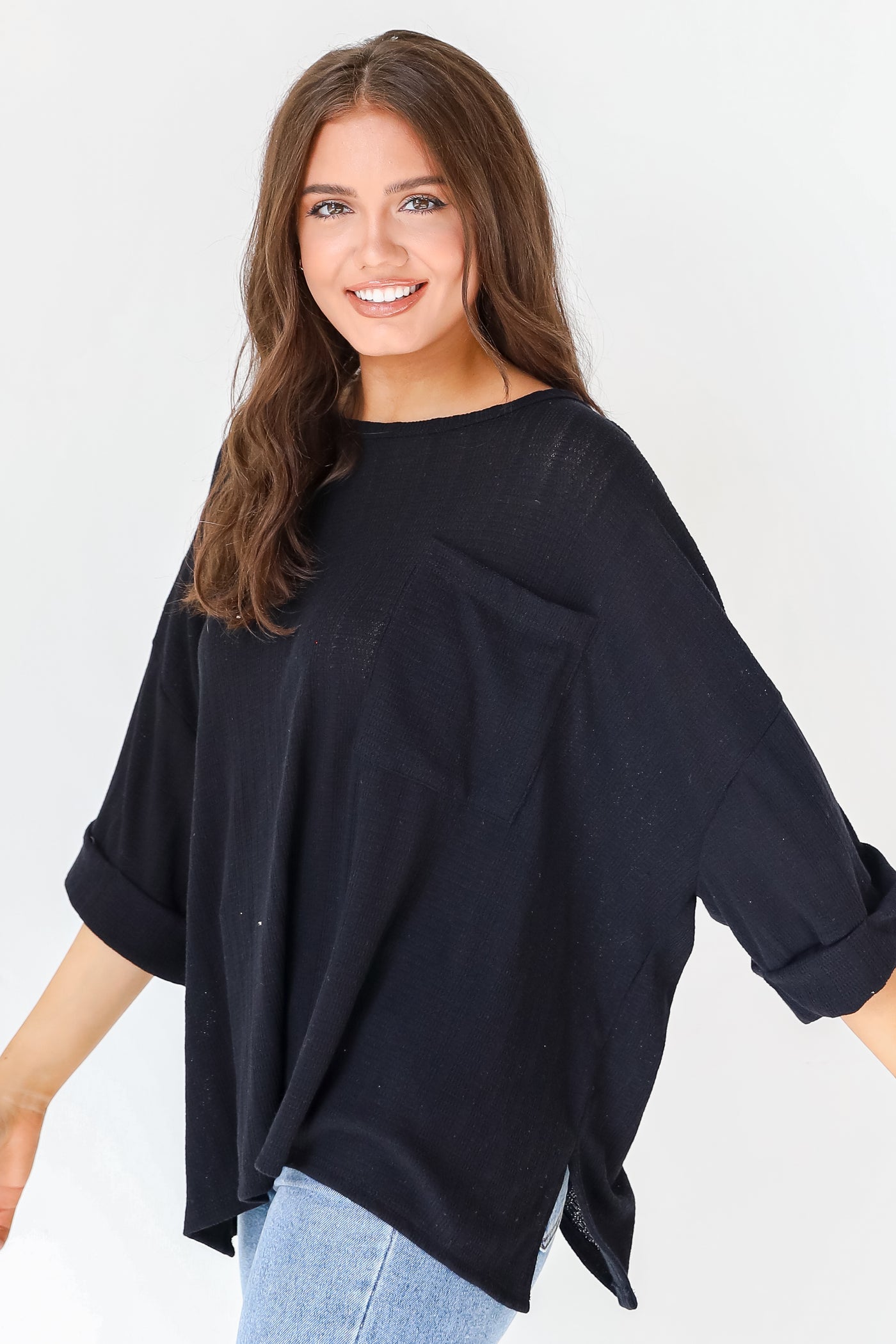 Knit Top in black side view