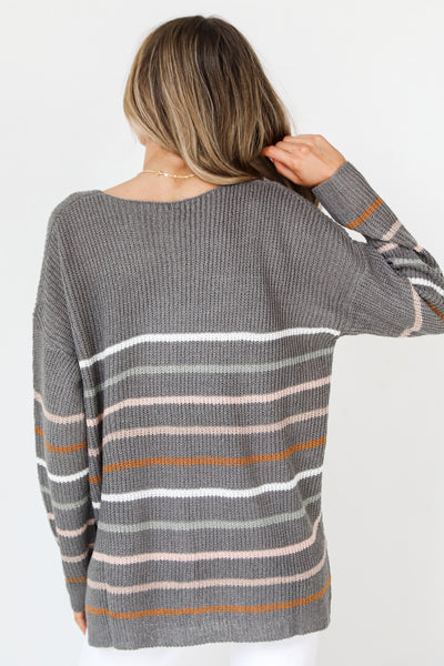 Striped Lightweight Knit Sweater back view