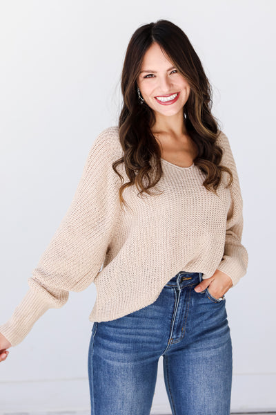 oatmeal Cozy Sweater on model