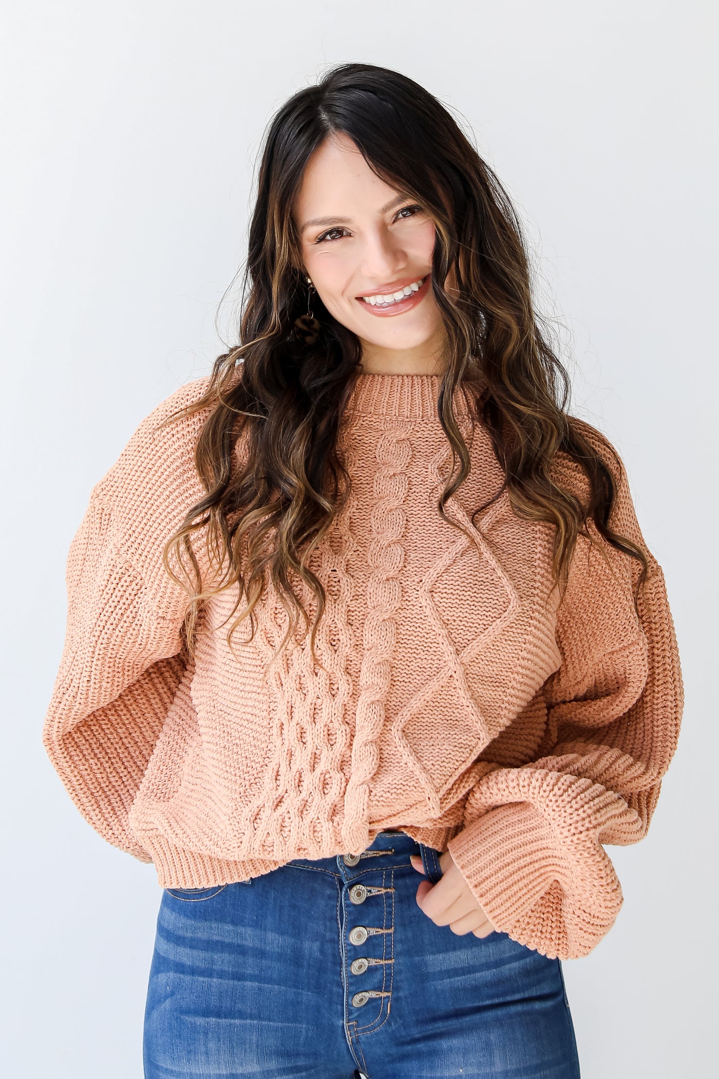 taupe Cable Knit Sweater
