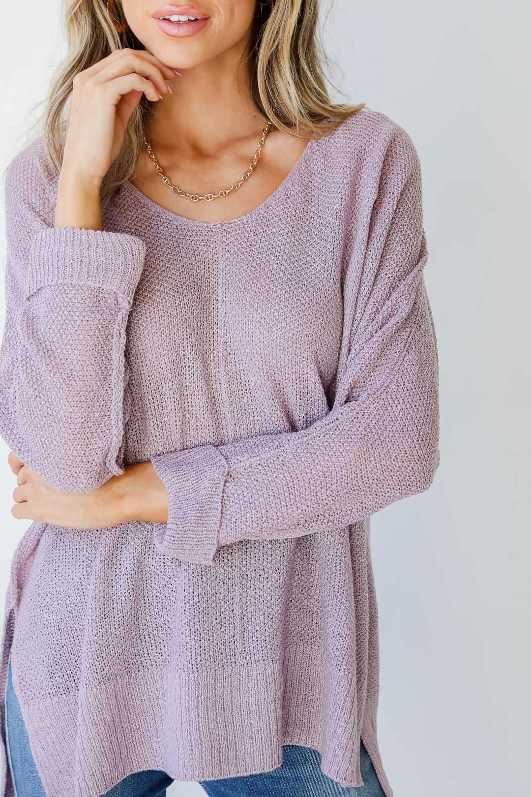 Knit Top in lavender front view
