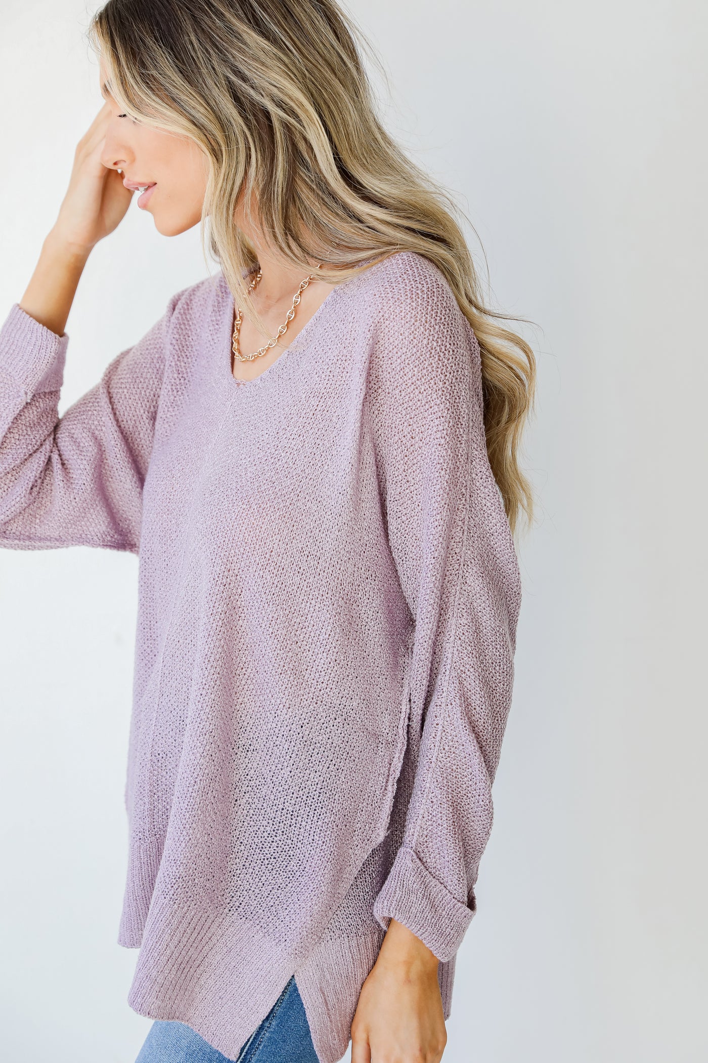 Knit Top in lavender side view