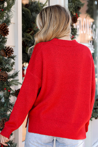 red Sweater back view