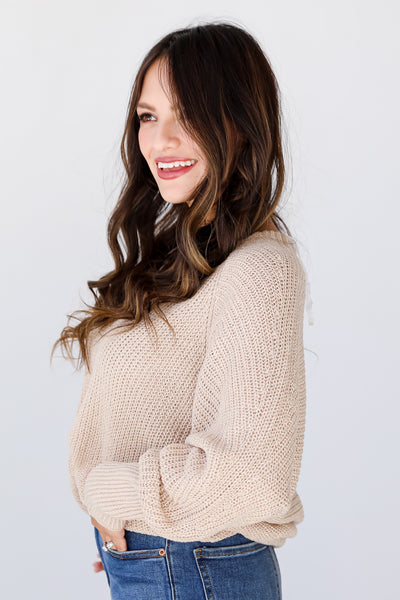 oatmeal Cozy Sweater side view