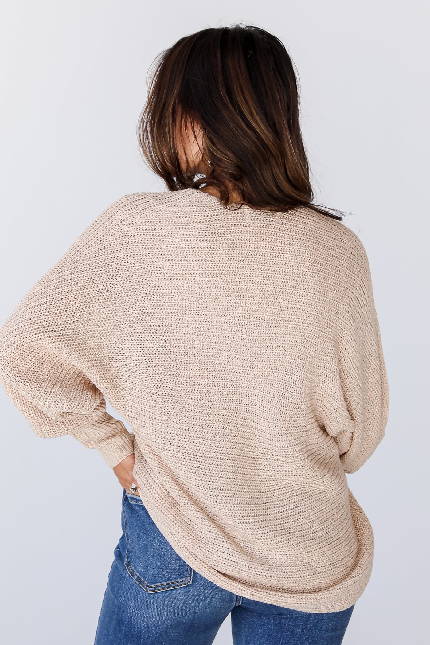 oatmeal Cozy Sweater back view