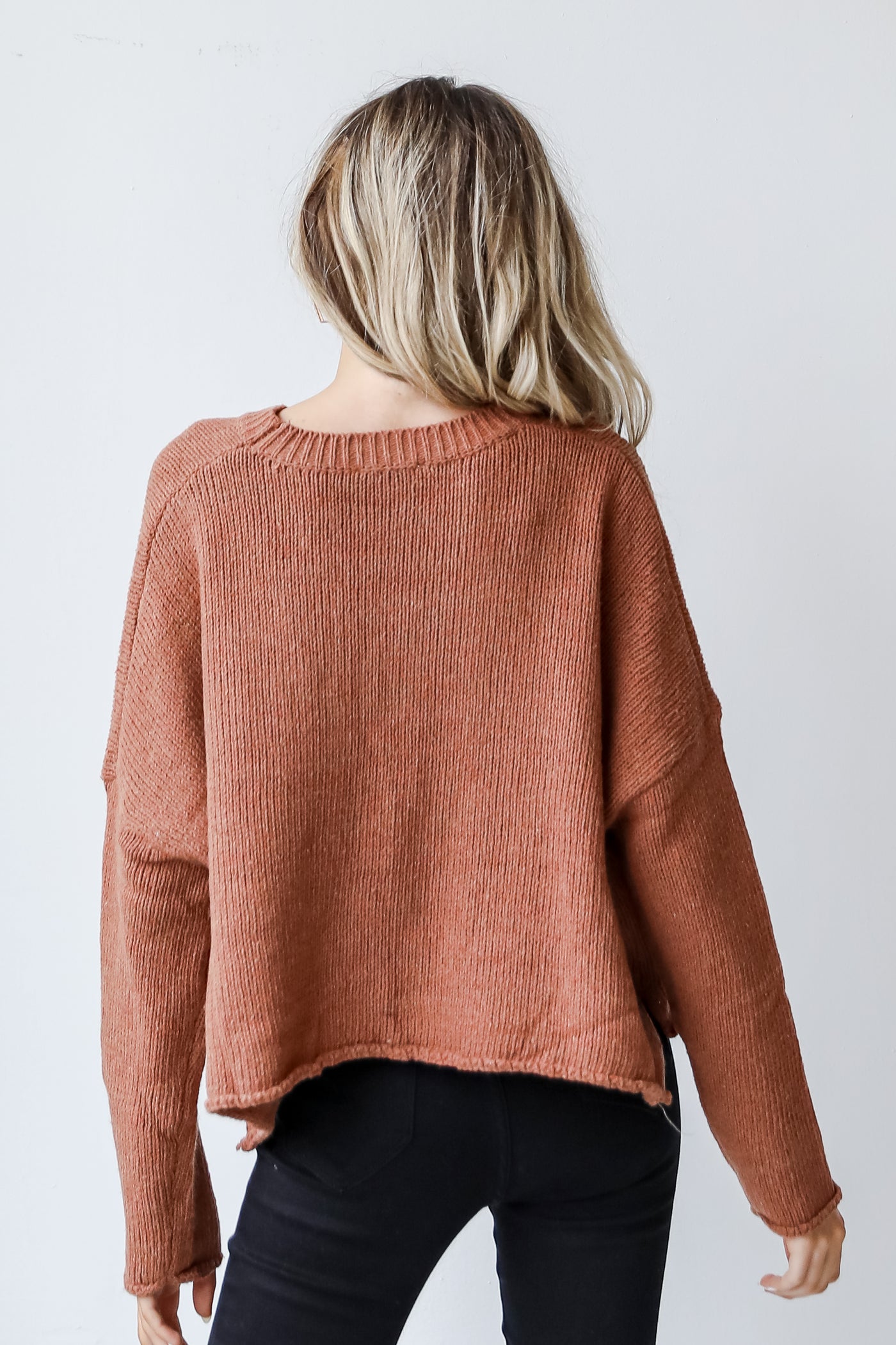 Sweater in rust back view