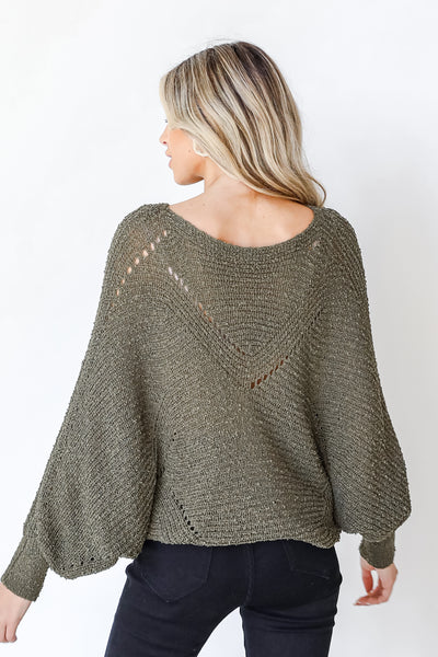Sweater in olive back view