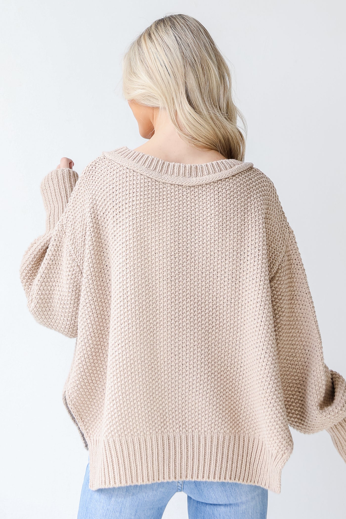 Sweater in taupe back view