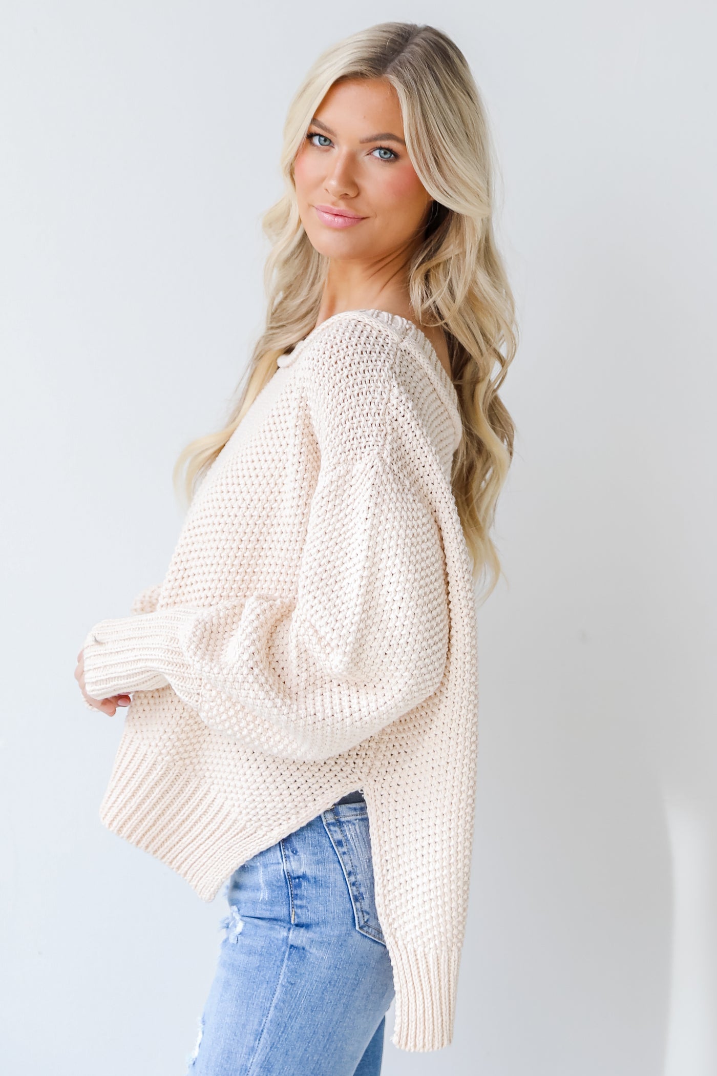 Sweater in ivory side view